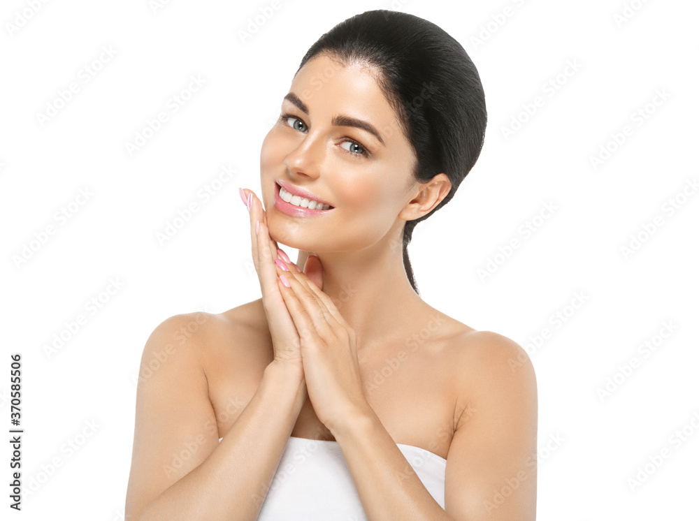 Woman beautiful cosmetic clean skin natural make up pure face happy smile Woman beautiful cosmetic clean skin natural make up pure face happy smile