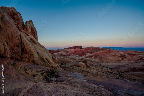 Sunset over the Valley of Fire State Park in the Nevada desert  USA