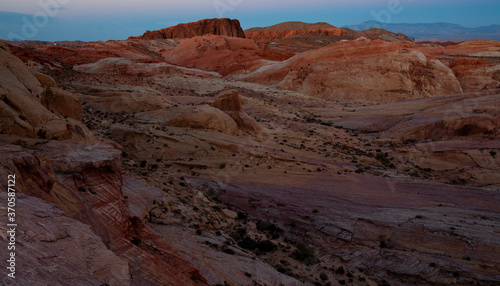 Sunset over the Valley of Fire State Park in the Nevada desert  USA