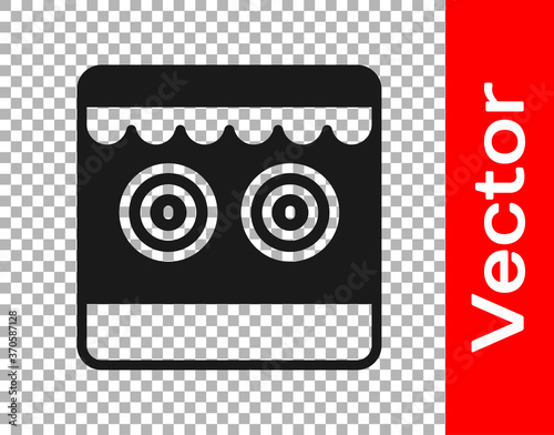 Black Shooting gallery icon isolated on transparent background. Vector.