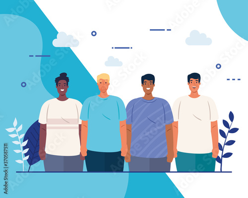 multiethnic group men, cultural and diversity concept vector illustration design