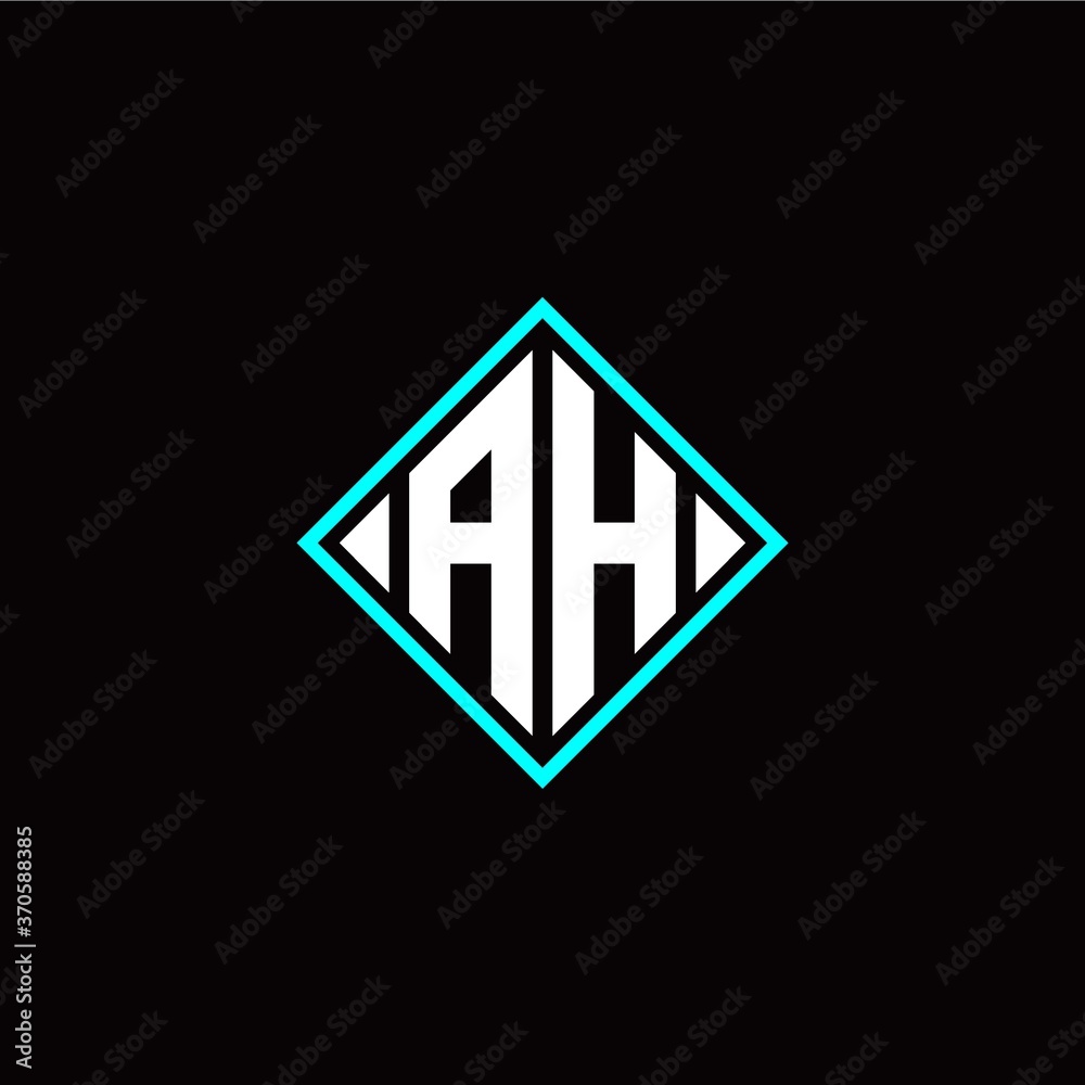 Initial A H letter with square style logo template vector Initial A H letter with square style logo template vector