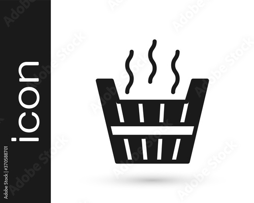 Black Sauna bucket icon isolated on white background. Vector.