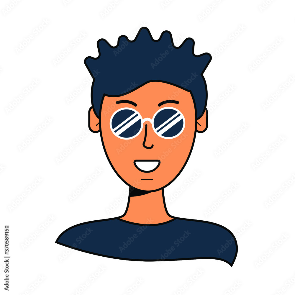 illustration of the character's appearance. drawn people in vector. Guy in fashionable glasses illustration of the character's appearance. drawn people in vector. Guy in fashionable glasses