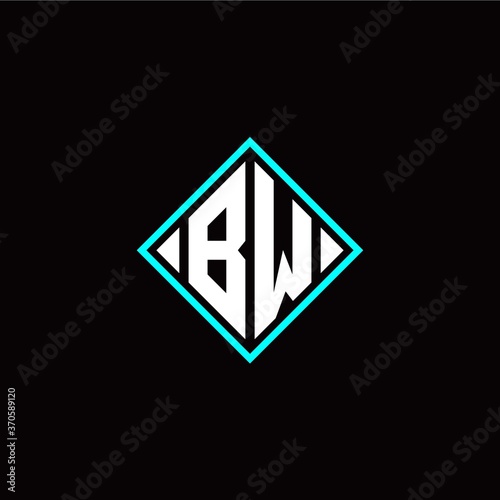 Initial B W letter with square style logo template vector Free Download Initial B W letter with square style logo template vector - GFXLoad