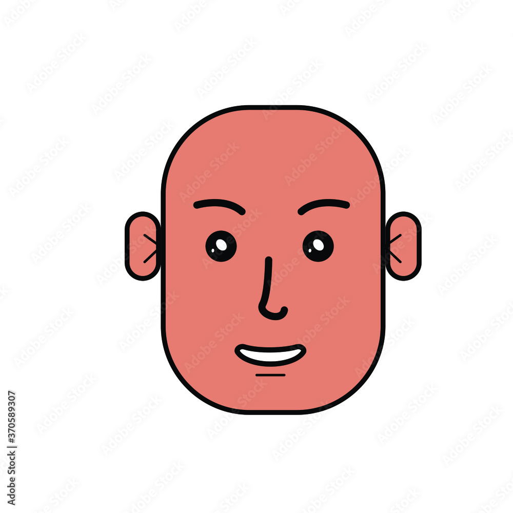 illustration of the character's appearance. drawn people in vector. guy with a bald head and a smile