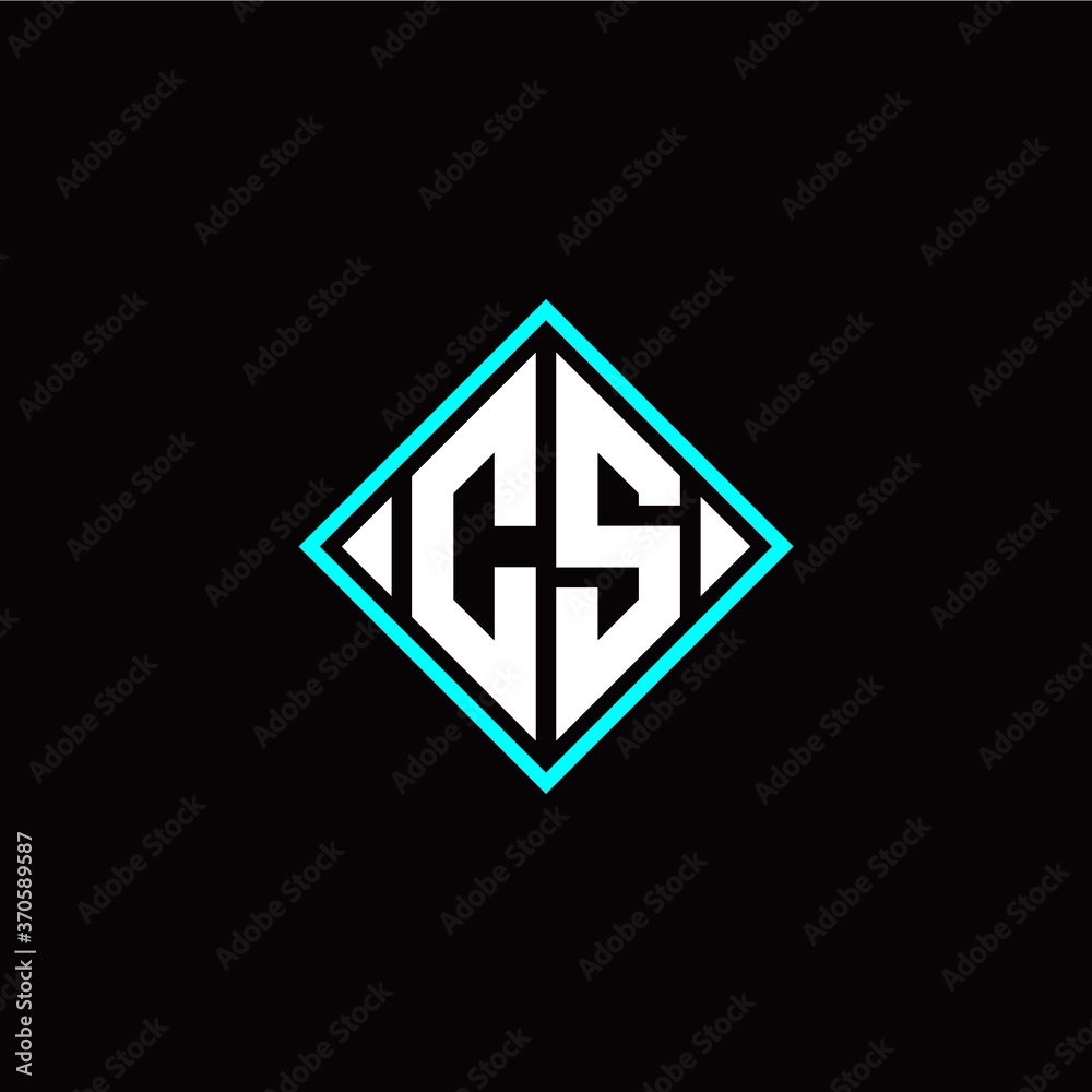 Initial C S letter with square style logo template vector