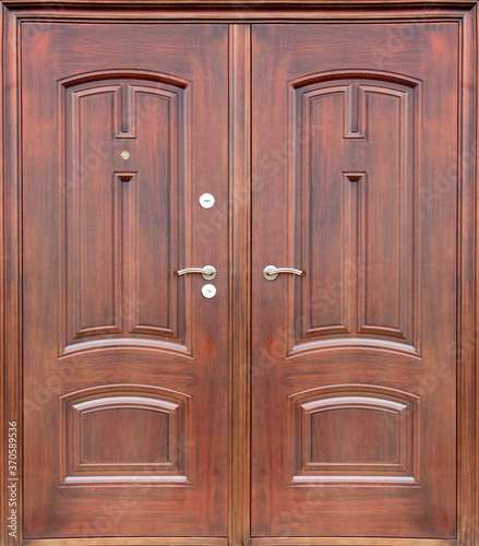 Model of double entrance metal doors isolated on white background