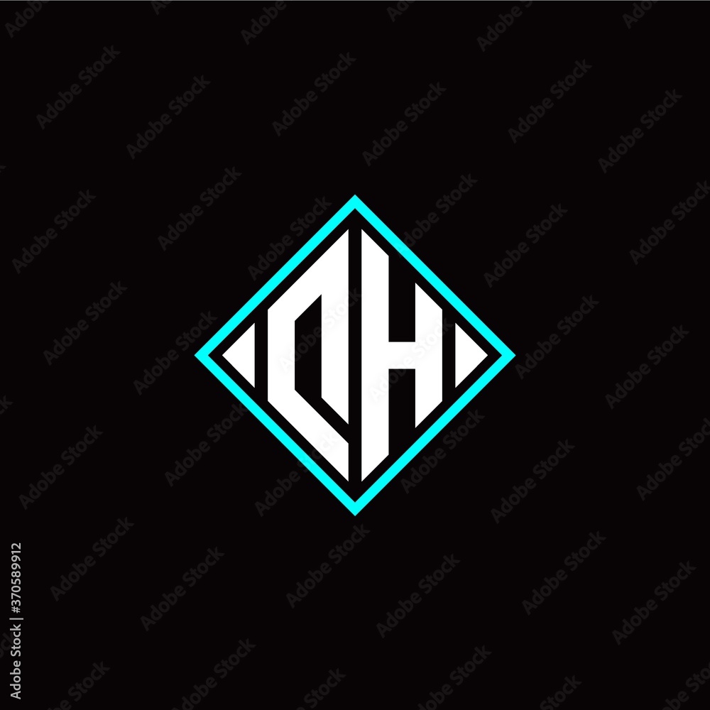 Initial D H letter with square style logo template vector Initial D H letter with square style logo template vector