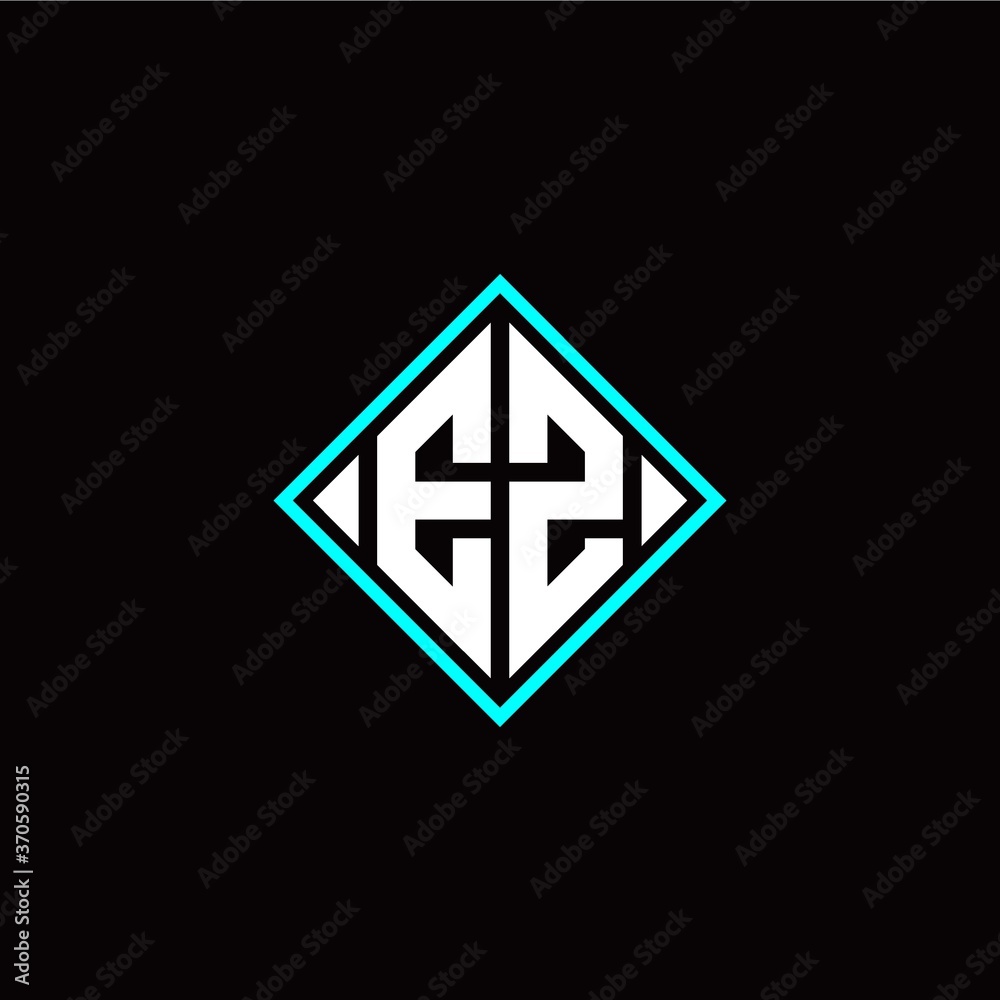 Initial E Z letter with square style logo template vector Initial E Z letter with square style logo template vector