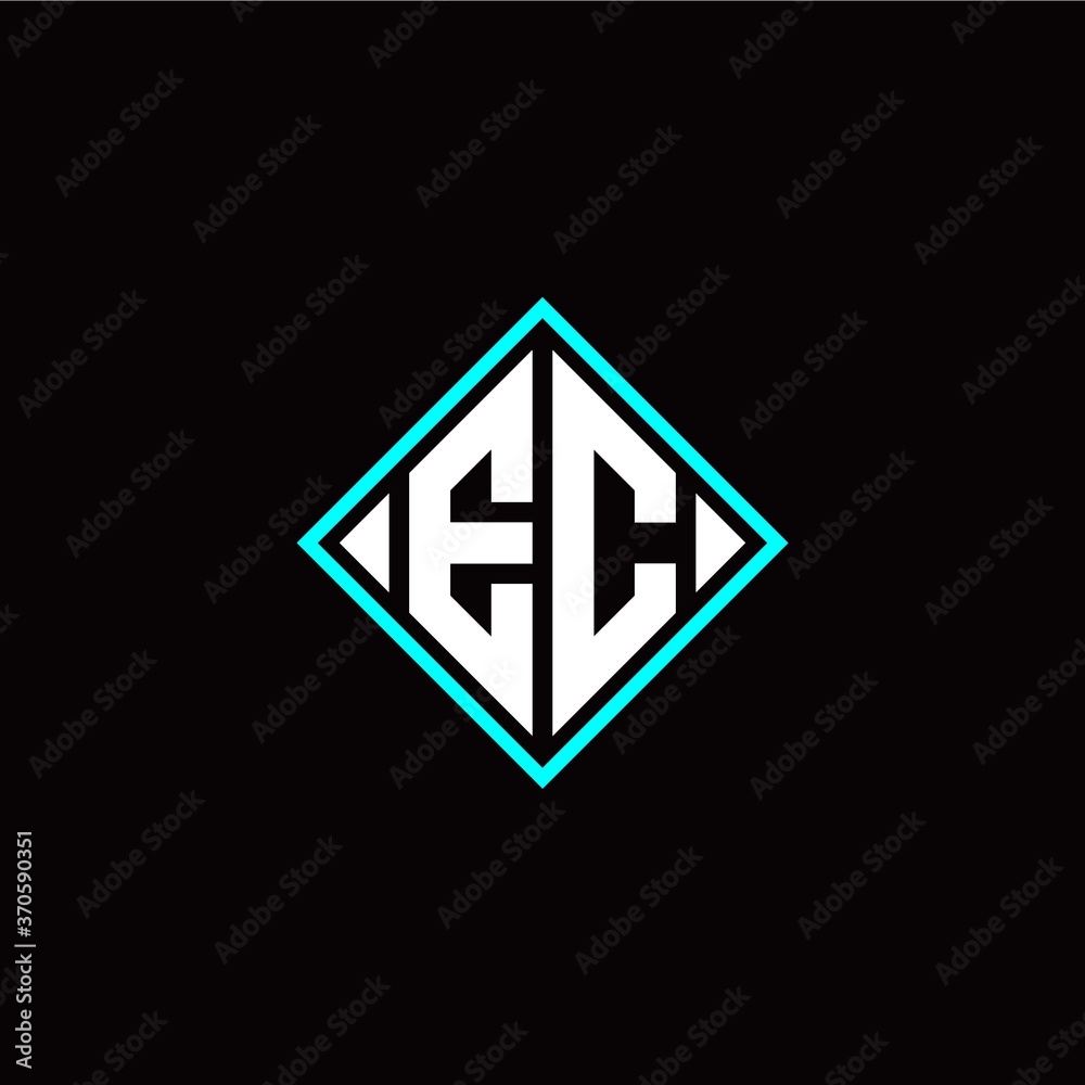 Initial E C letter with square style logo template vector Initial E C letter with square style logo template vector