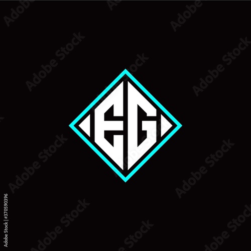 Initial E G letter with square style logo template vector