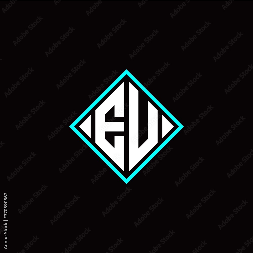 Initial E U letter with square style logo template vector Initial E U letter with square style logo template vector