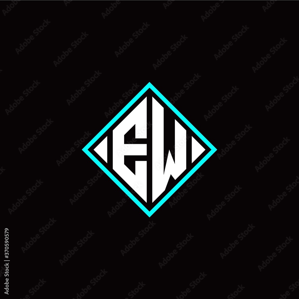 Initial E W letter with square style logo template vector Initial E W letter with square style logo template vector