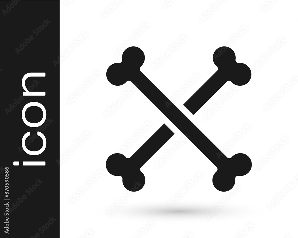 Black Crossed human bones icon isolated on white background. Vector. Black Crossed human bones icon isolated on white background. Vector.