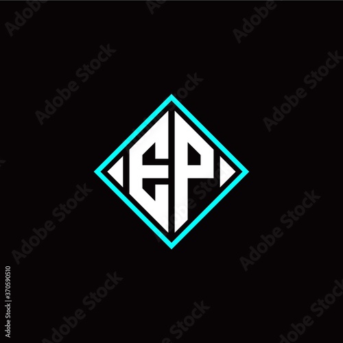Initial E P letter with square style logo template vector Free Download Initial E P letter with square style logo template vector - GFXLoad
