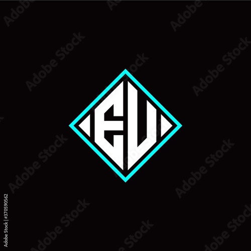 Initial E U letter with square style logo template vector Free Download Initial E U letter with square style logo template vector - GFXLoad