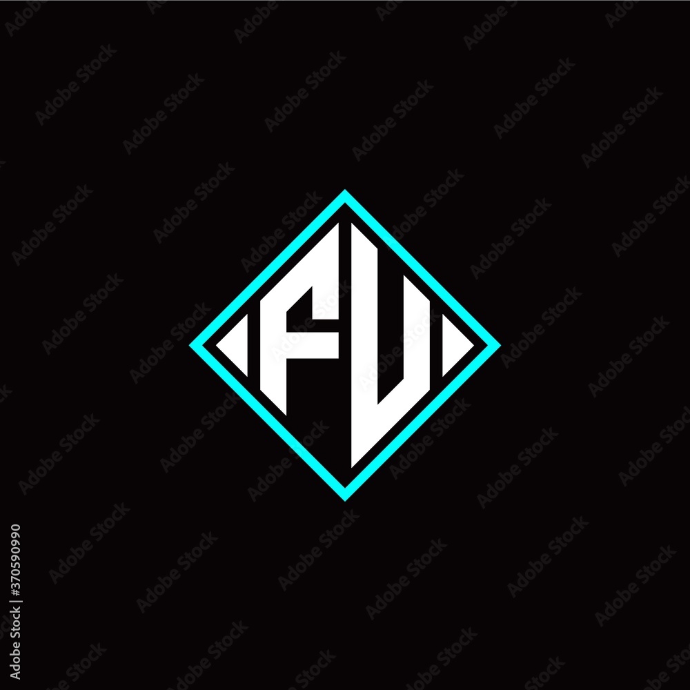 Initial F U letter with square style logo template vector Initial F U letter with square style logo template vector