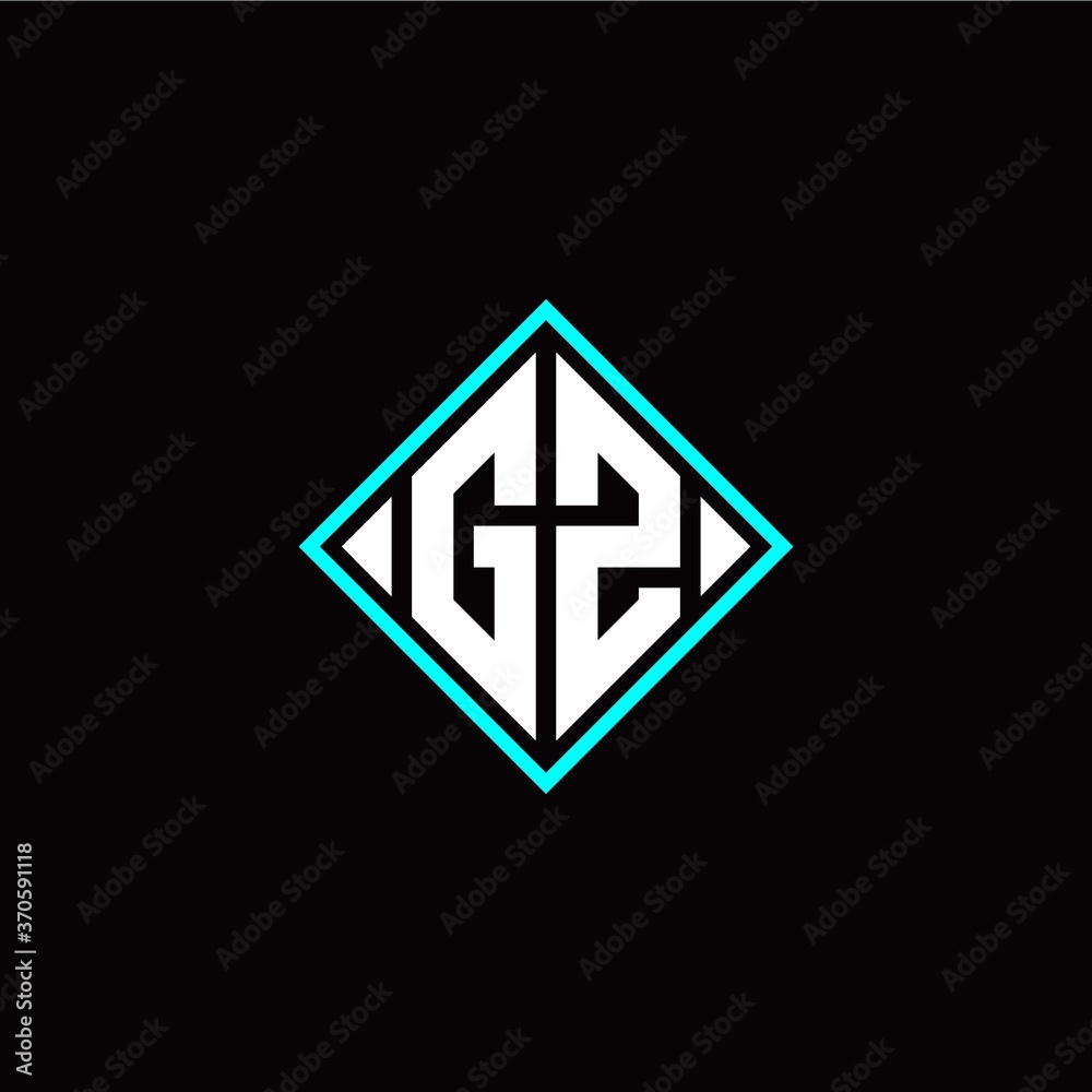 Initial G Z letter with square style logo template vector Initial G Z letter with square style logo template vector