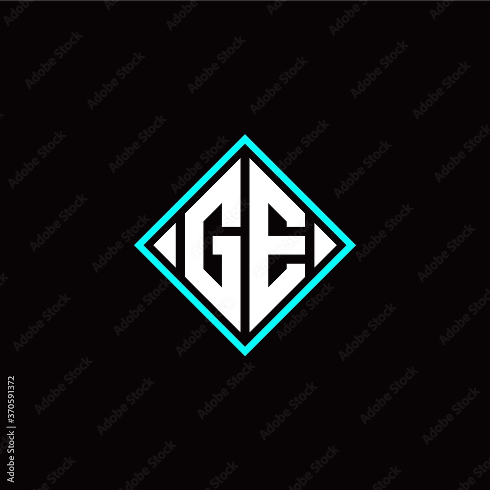 Initial G E letter with square style logo template vector Initial G E letter with square style logo template vector