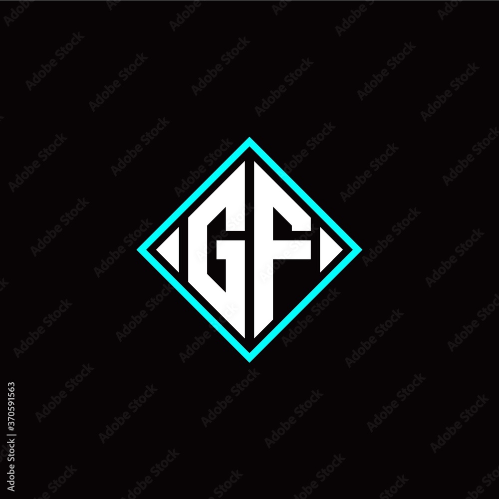 Initial G F letter with square style logo template vector Initial G F letter with square style logo template vector