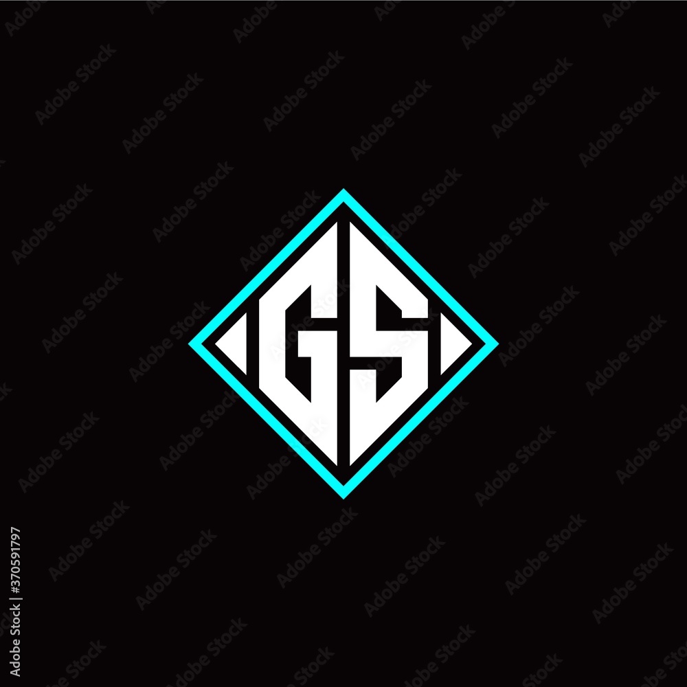 Initial G S letter with square style logo template vector Initial G S letter with square style logo template vector