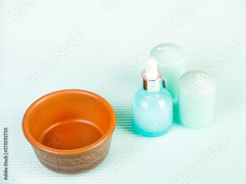 
Empty earthenware container for beauty recipe