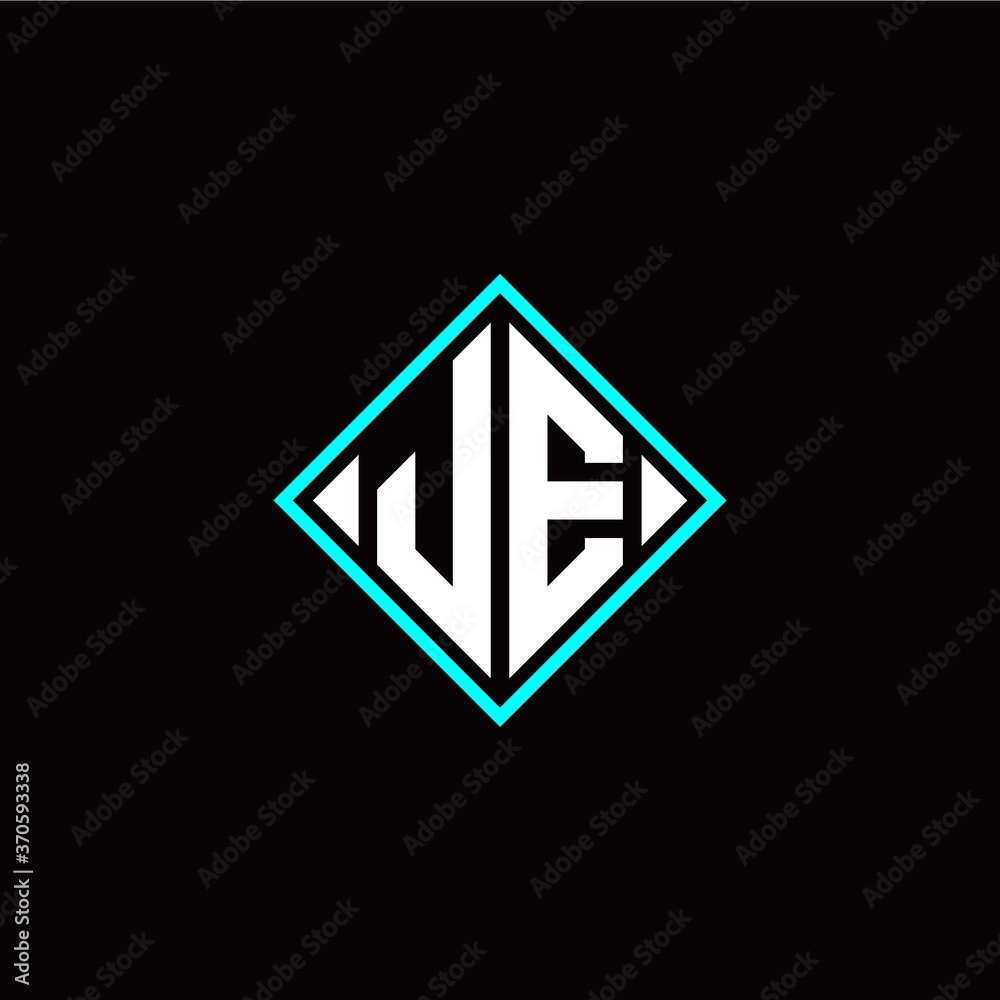 Initial J E letter with square style logo template vector Initial J E letter with square style logo template vector