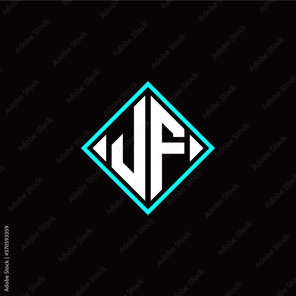 Initial J F letter with square style logo template vector Initial J F letter with square style logo template vector