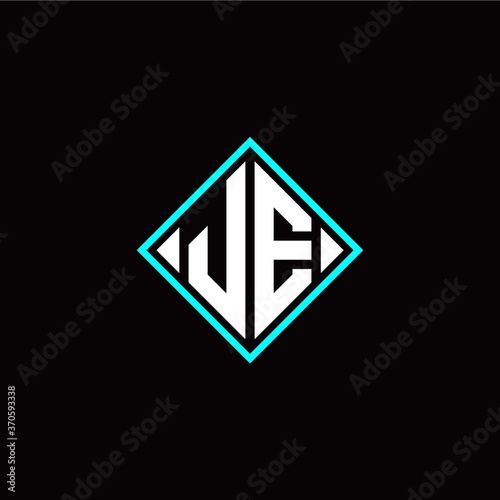 Initial J E letter with square style logo template vector