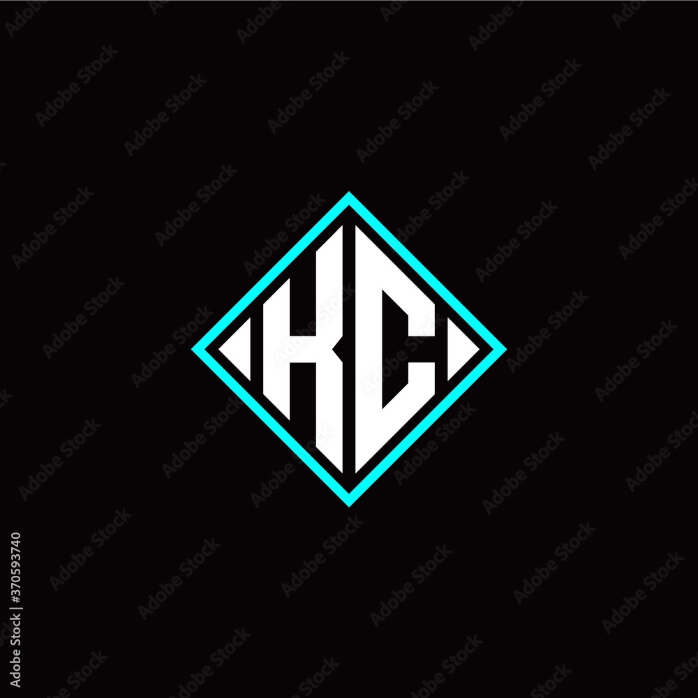 Initial K C letter with square style logo template vector Initial K C letter with square style logo template vector