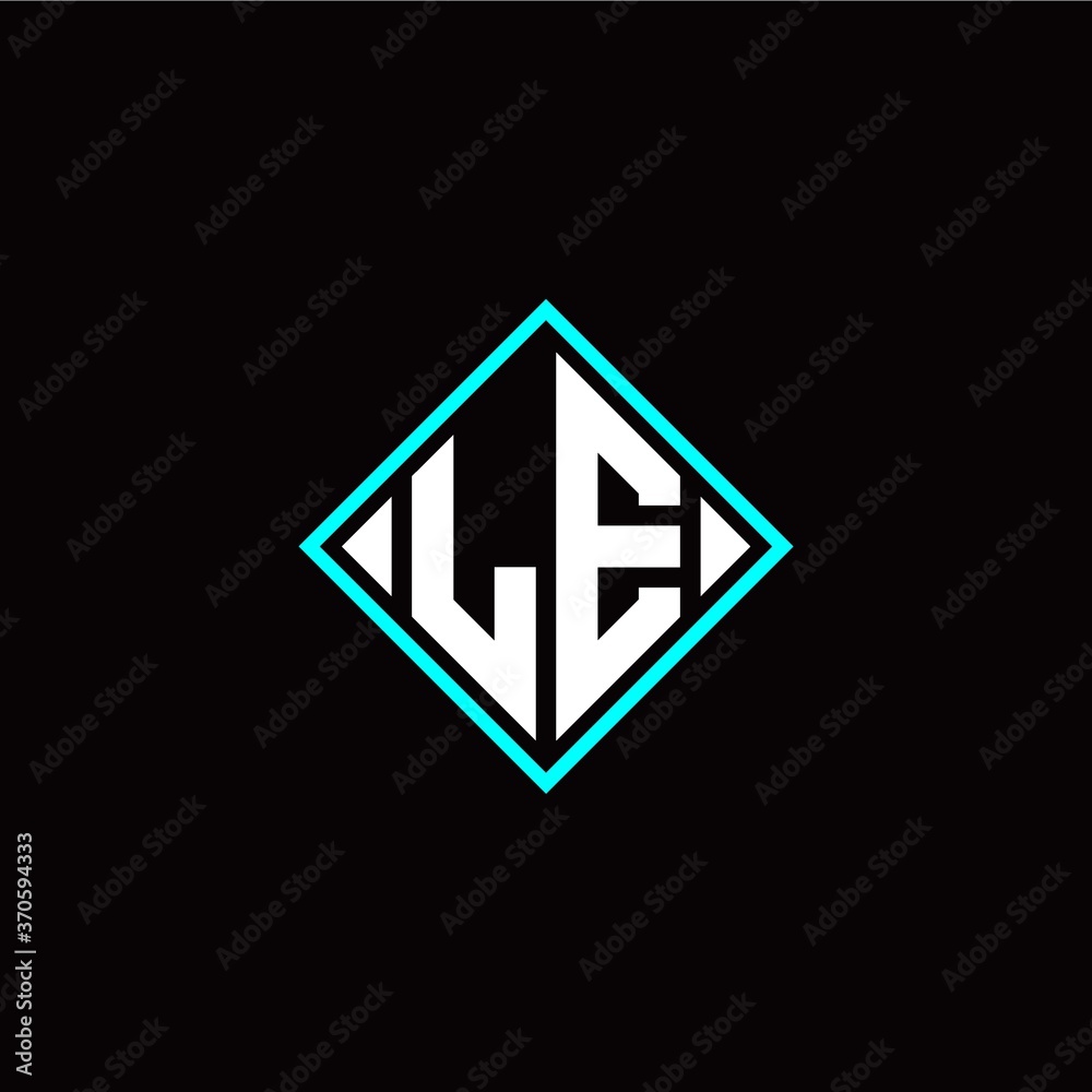 Initial L E letter with square style logo template vector Initial L E letter with square style logo template vector