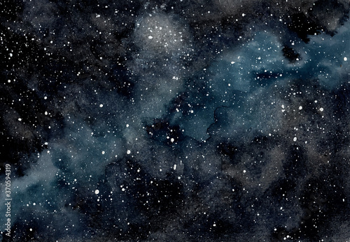 abstract watercolor deep space background with stars
