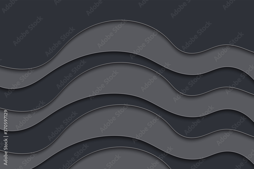 Fototapeta premium Abstract curved wave template for your design. Illustration with curves lines. Wavy paper cut background.