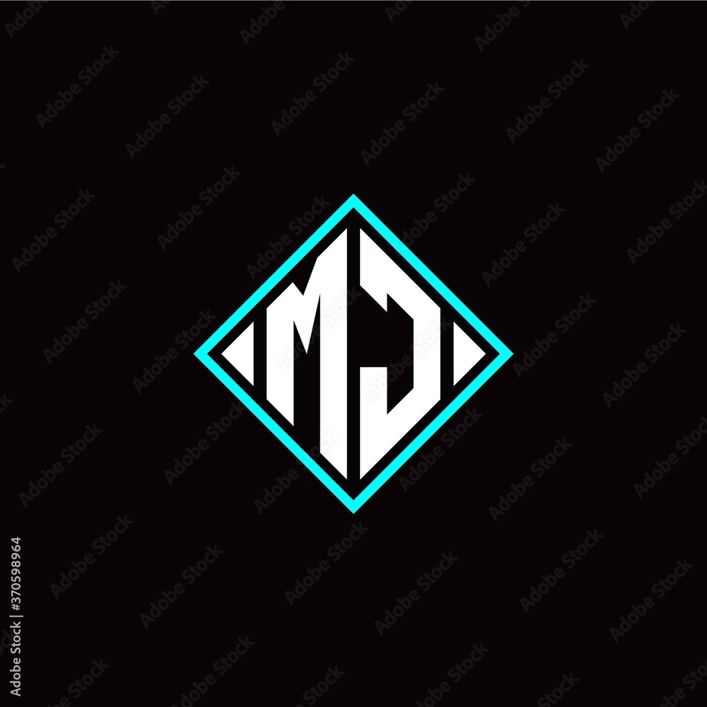 Initial M J letter with square style logo template vector Initial M J letter with square style logo template vector