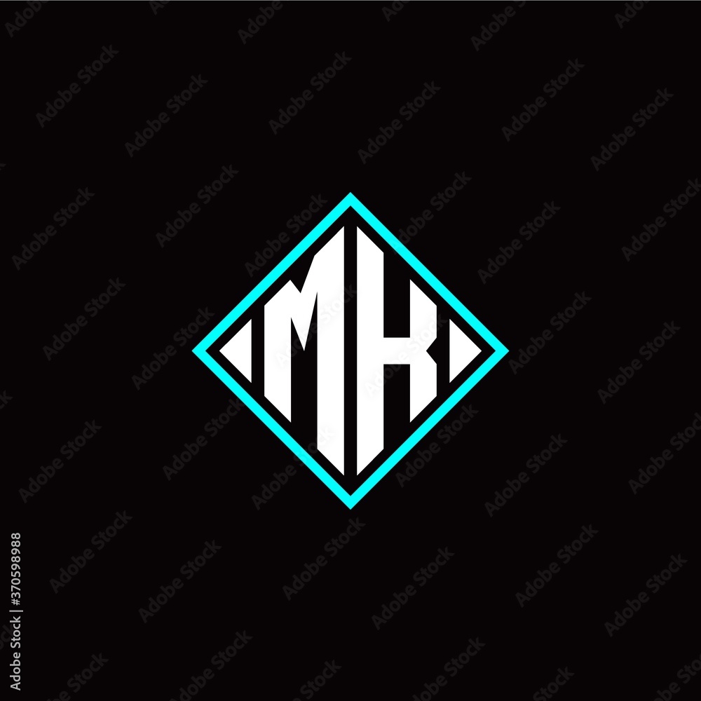 Initial M K letter with square style logo template vector