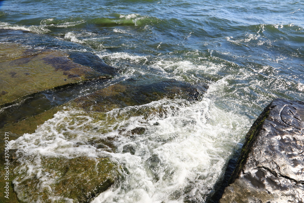 Seashore hit with waves
