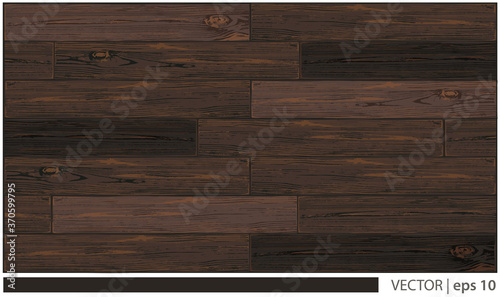 Vector dark brown wood background surface with wooden realistic texture 