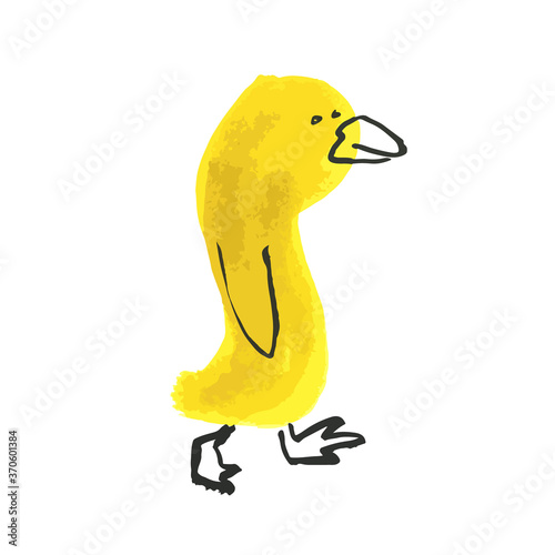 Expressive Handrawn Brush Strokes Cartoon Lonely Duck