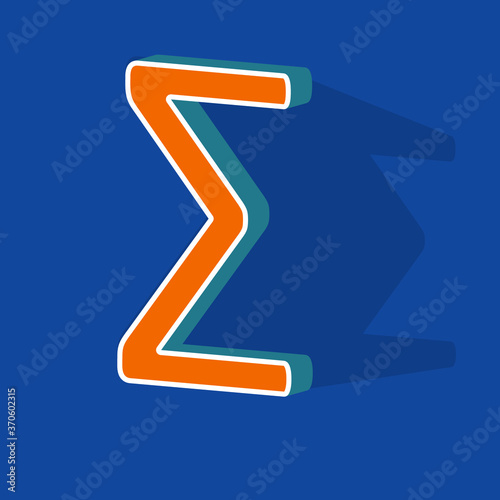 Vintage 3D isometric Greek Sigma on dark blue background