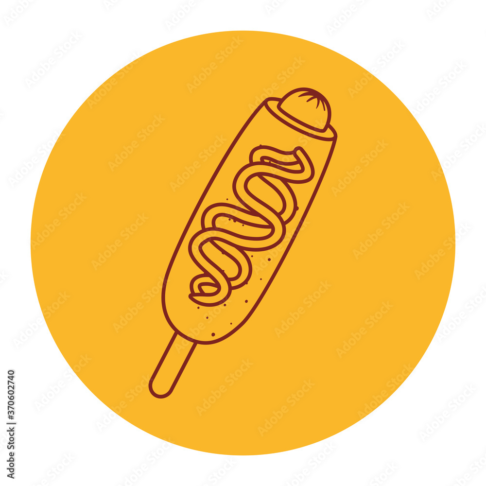 fast food corn dog, line style icon vector illustration design