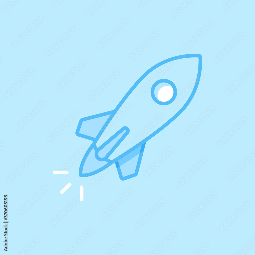 Rocket Startup Launch Blue Vector Icon Background Rocket Startup Launch Blue Vector Icon Background