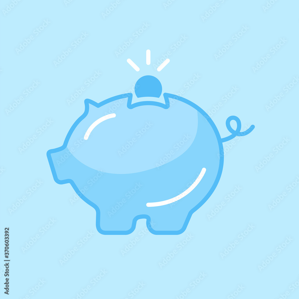 Fototapeta premium Piggy Bank Blue Vector Icon Background