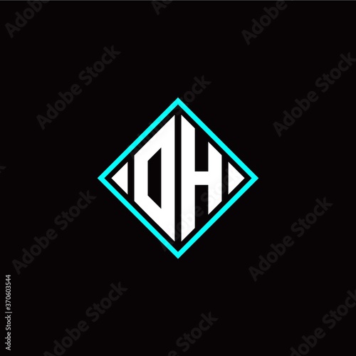 Initial O H letter with square style logo template vector