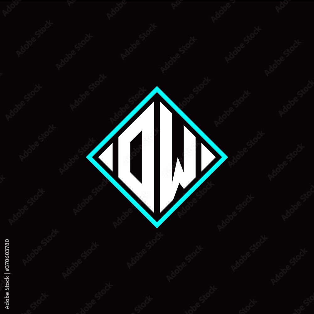 Initial O W letter with square style logo template vector Initial O W letter with square style logo template vector