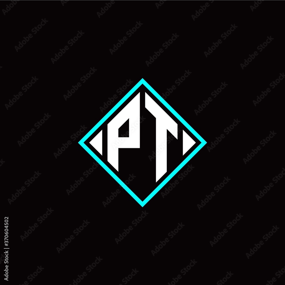 Initial P T letter with square style logo template vector Initial P T letter with square style logo template vector