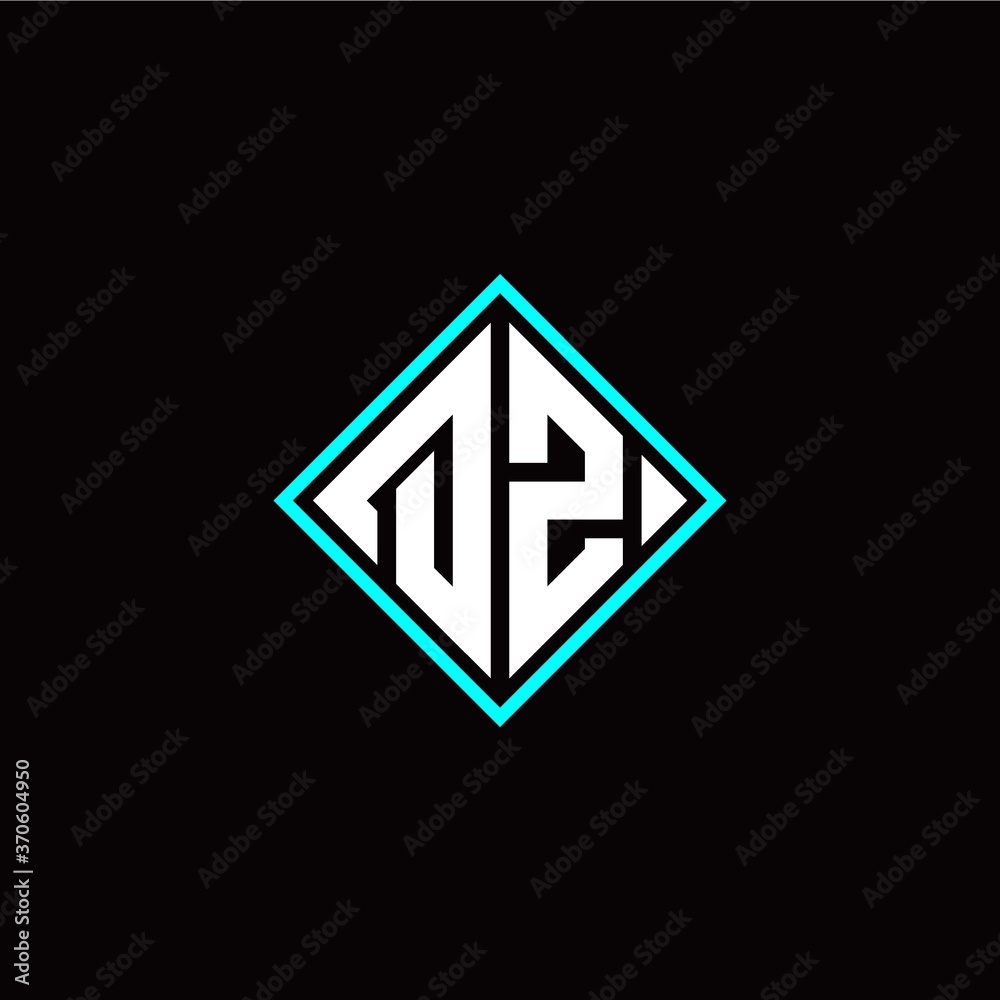 Initial Q Z letter with square style logo template vector Initial Q Z letter with square style logo template vector