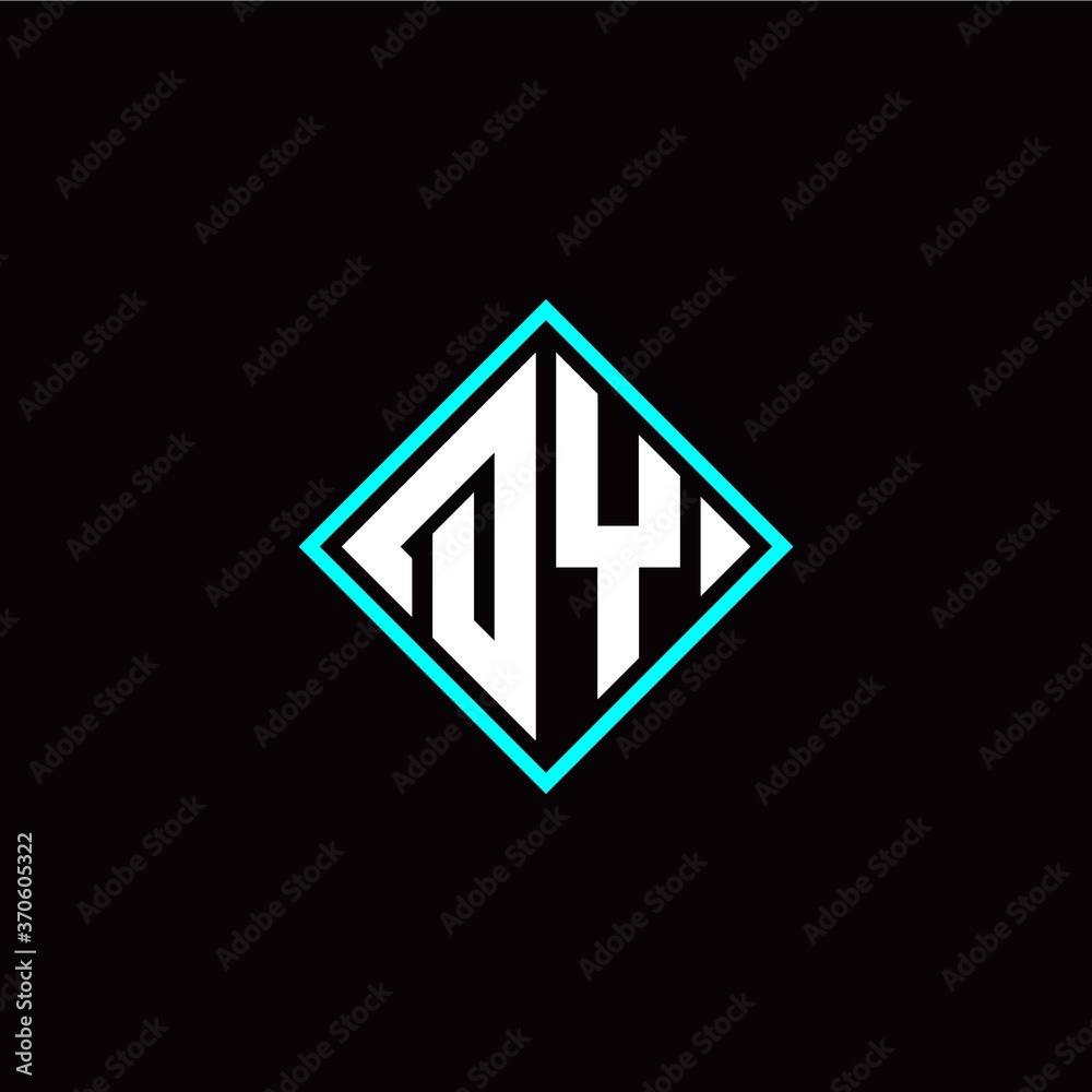 Initial Q Y letter with square style logo template vector Initial Q Y letter with square style logo template vector