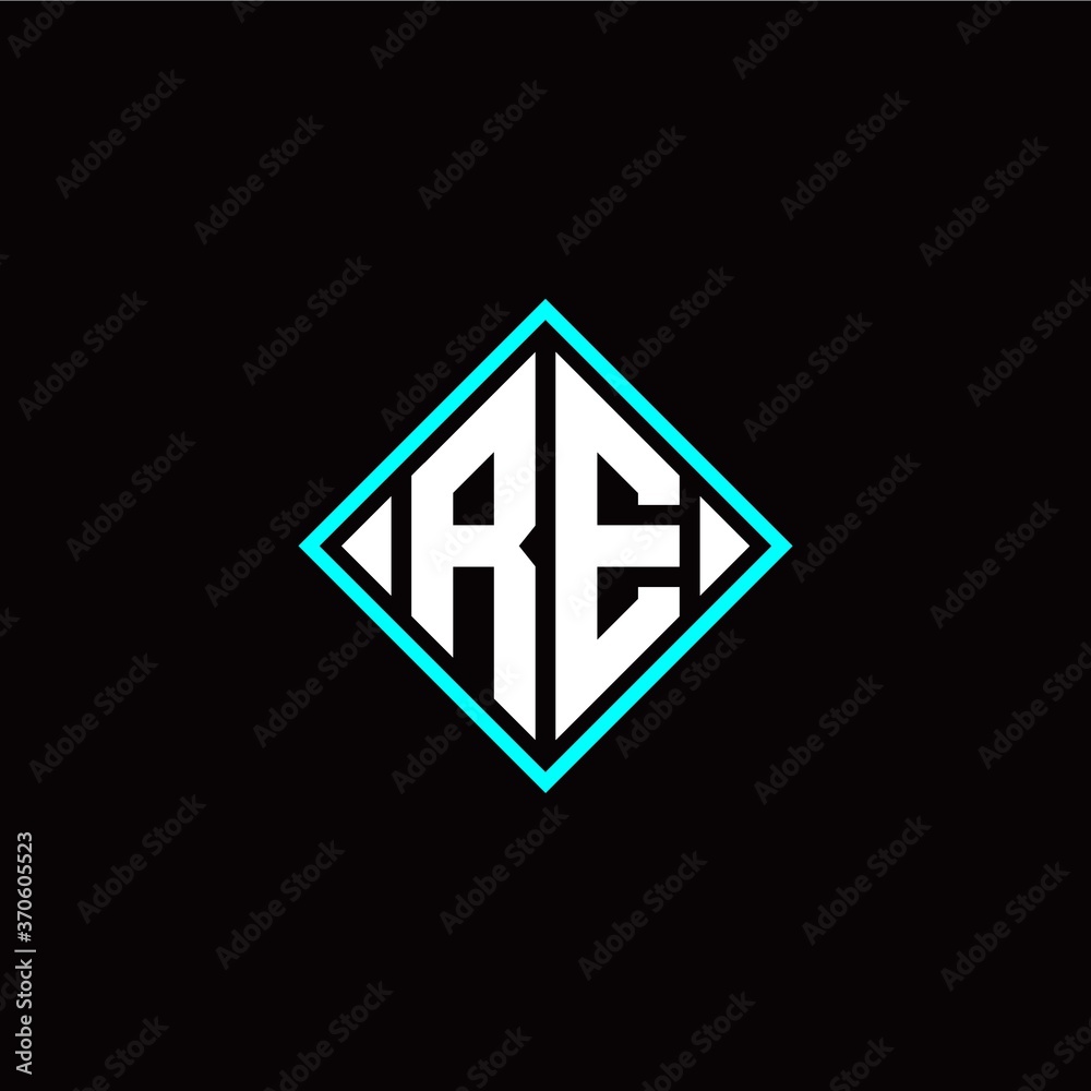 Initial R E letter with square style logo template vector Initial R E letter with square style logo template vector