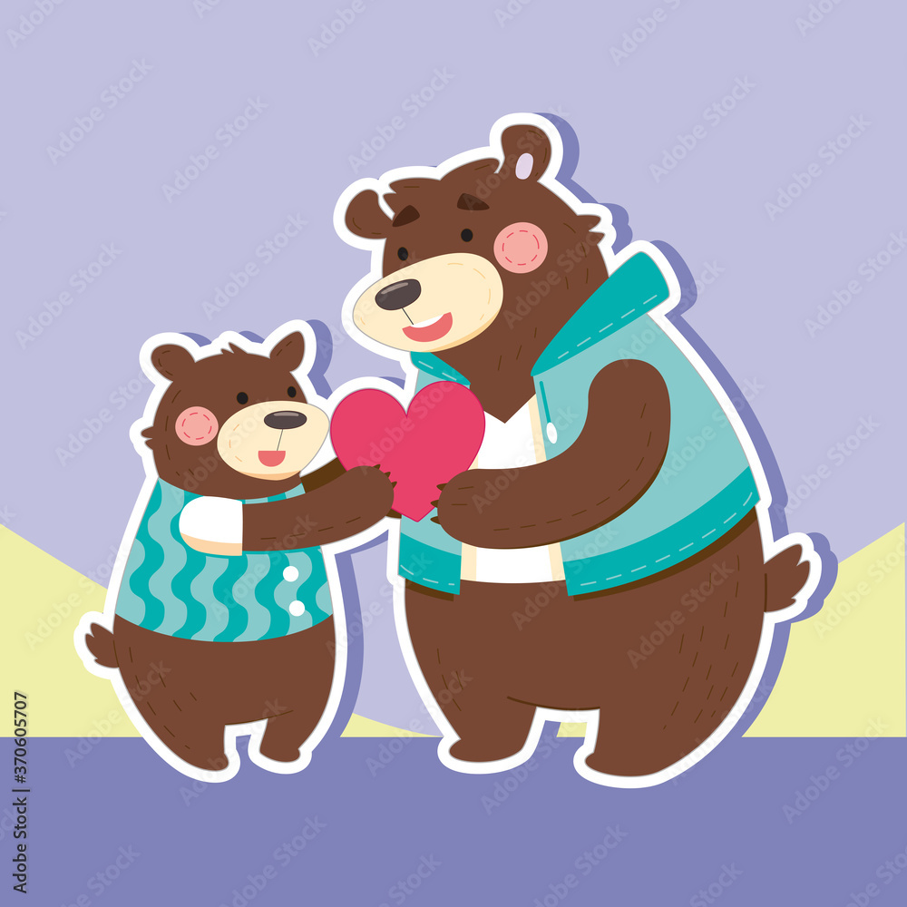 Vector illustration of brown bears for father's day. Illustrator 10 EPS. Vector illustration of brown bears for father's day. Illustrator 10 EPS.